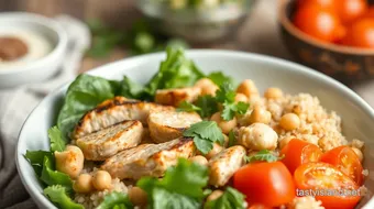 Grill Chicken Tasty Bowl with Fresh Veggies