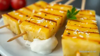 Grilled Pineapple Skewers with Sweet Coconut