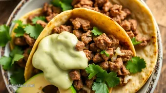 Quick Beef Tacos with Avocado Cream Sauce