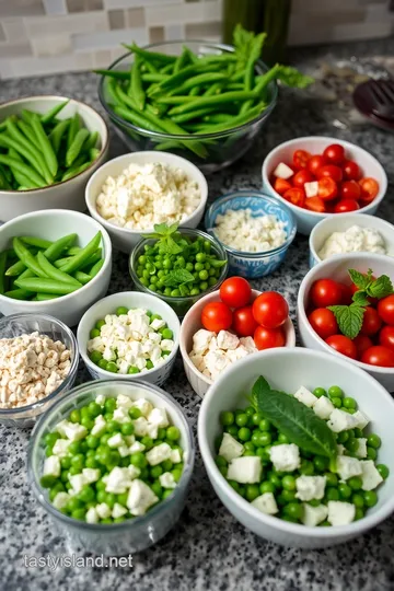 Fresh Snappy Pea Salad with Mint and Feta ingredients