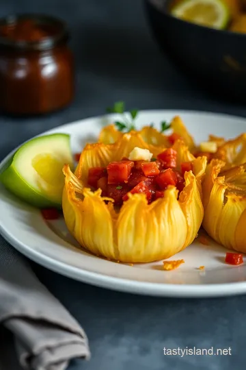 Healthy Blooming Onion with Zesty Salsa presentation