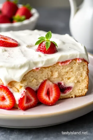 Strawberry Earthquake Cake presentation