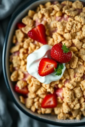 Strawberry Shortcake with Captain Crunch Crust presentation