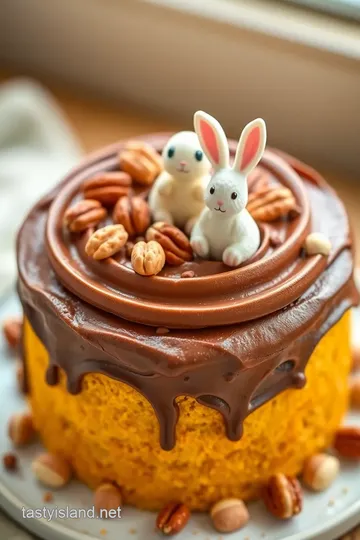 Yellow Cake Chocolate Frosting with.nuts and bunny: The Ultimate Recipe for Celebrations! presentation